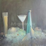 Stegeresku TI 60x70 s / m 2012 . " Still life with a green bottle " Located in a private collection